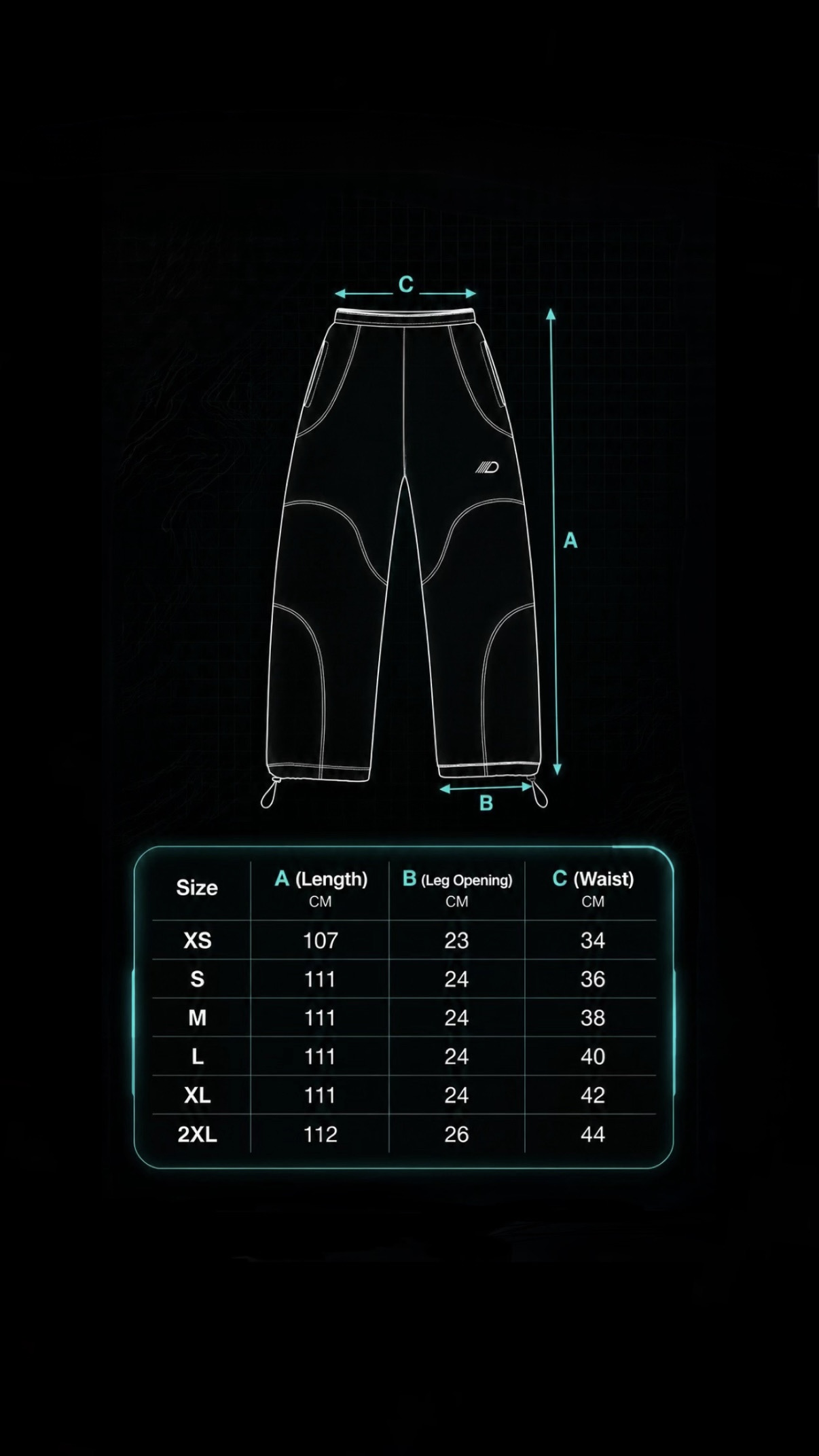 Таблица размеров TTS Reflective Pants